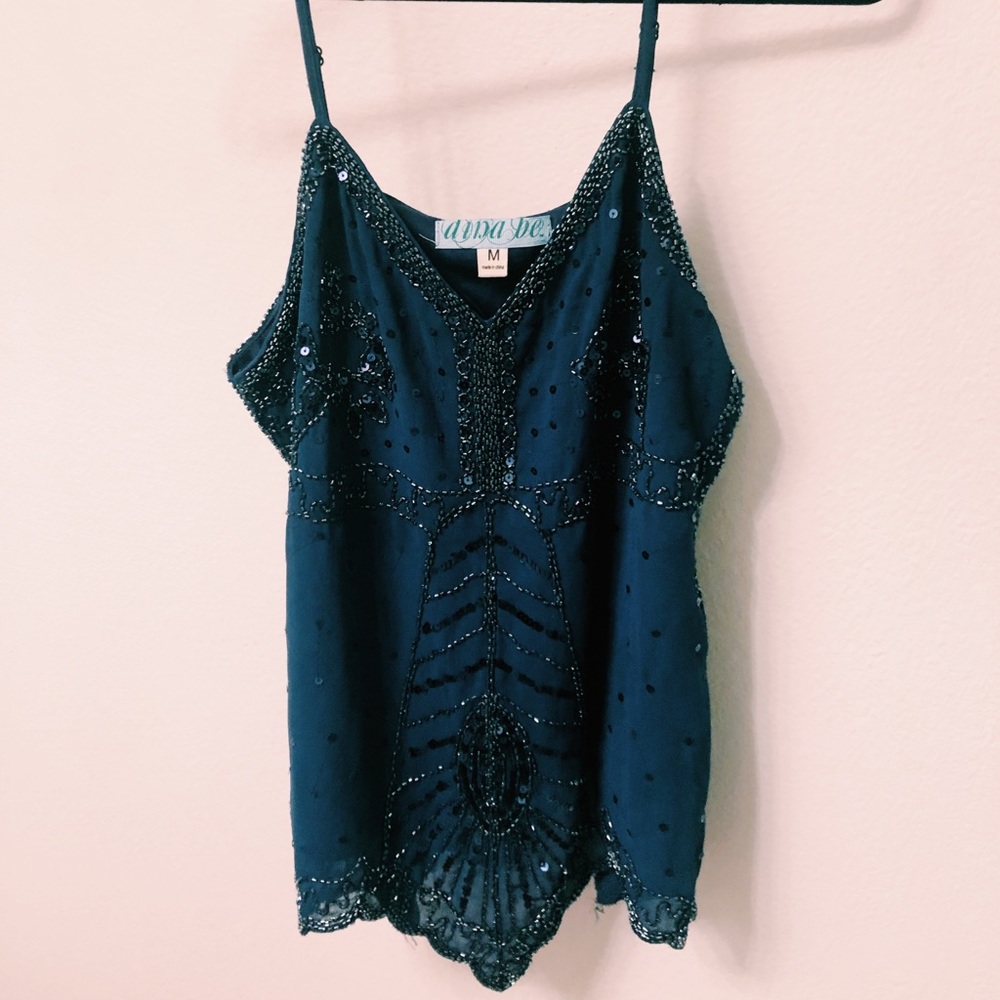 Dark Blue Sequin Tank Top